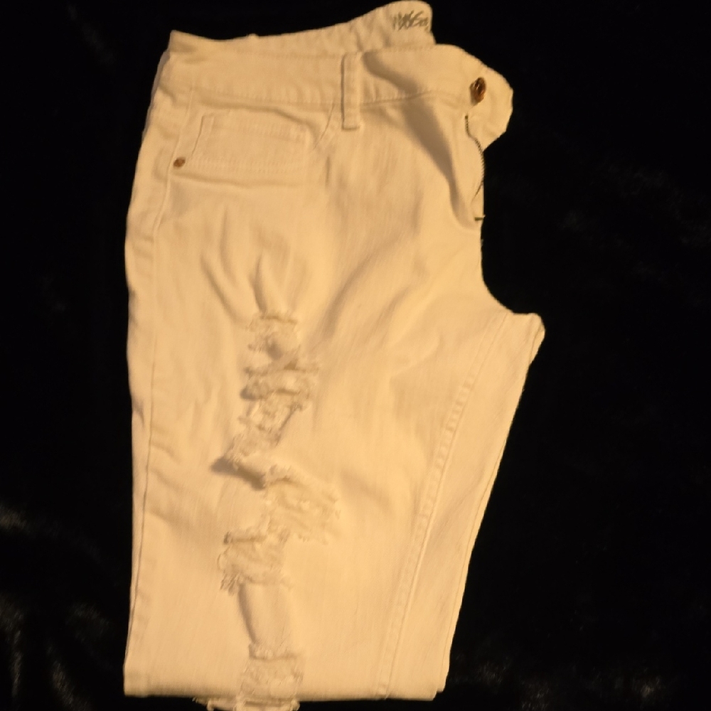 Mossimo Supply Co. Women's Cream Distressed Skinny Jeans